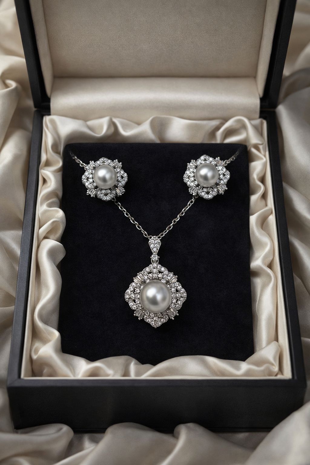 Zircon Locket Set-135 (Silver)