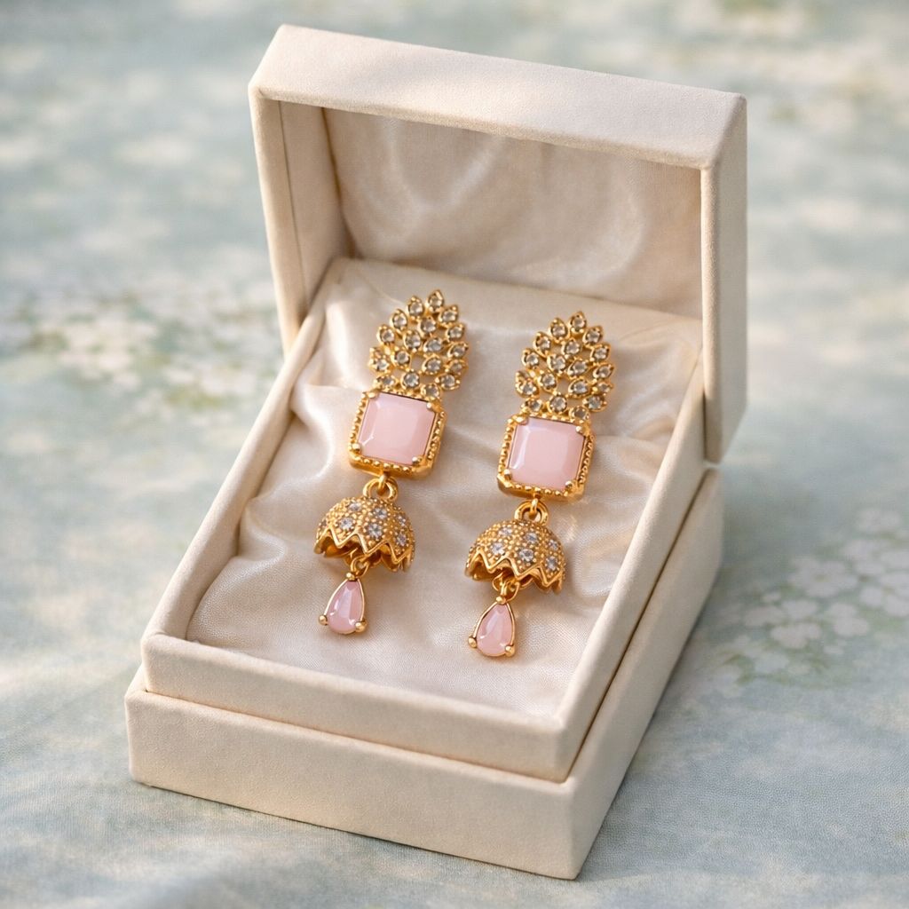 Zircon Jhumki-01 (Pink)