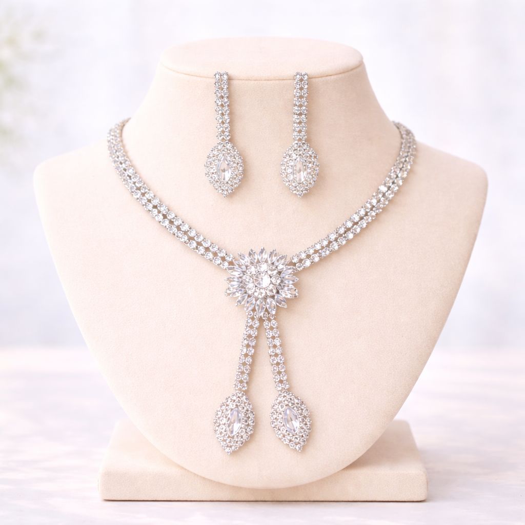 Premium Zircon Necklace-05 (Silver)