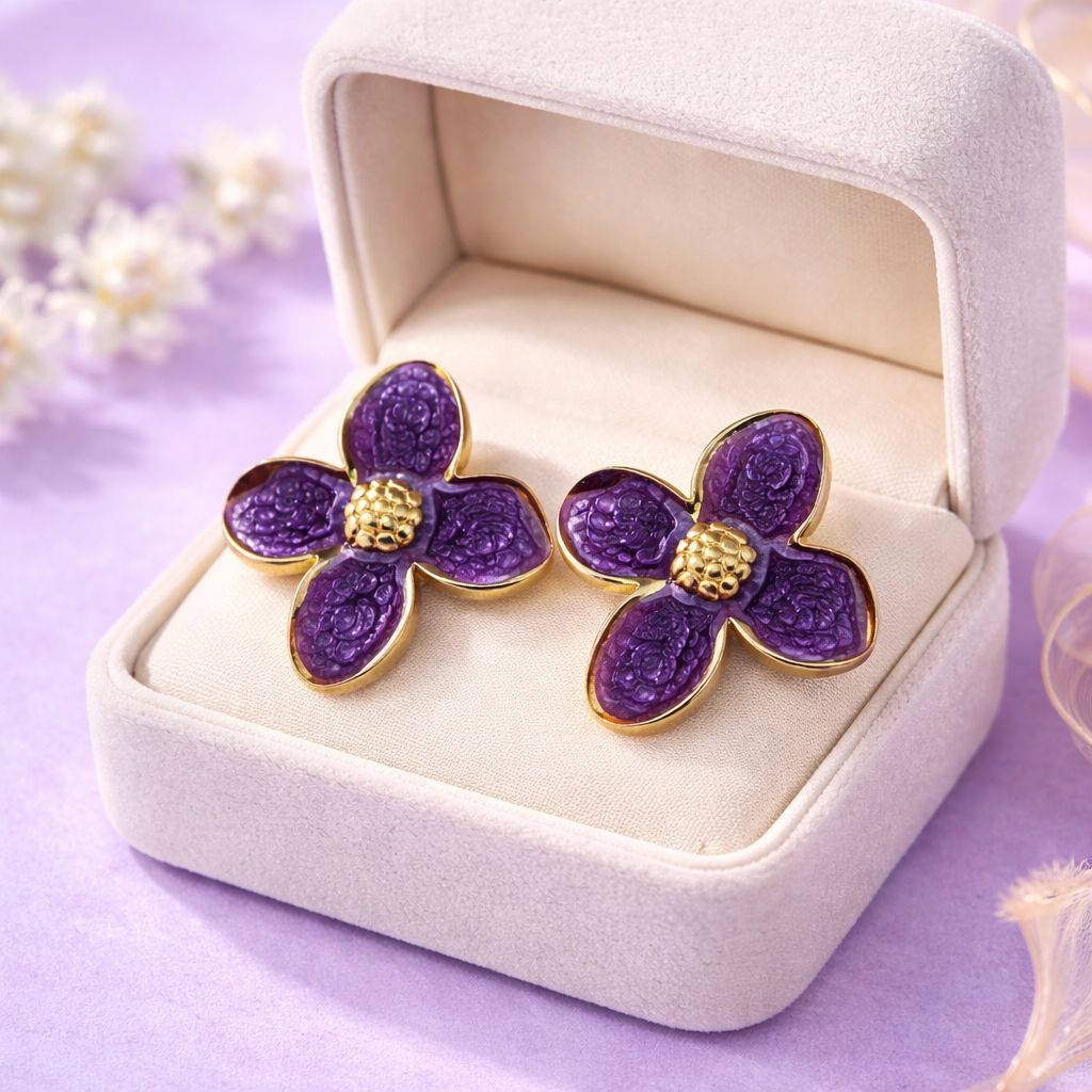 Meena Flower Earring-01 (Purple)