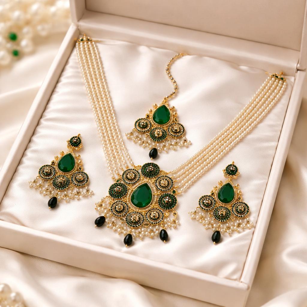 Mahin Rani Mala Set (Green)