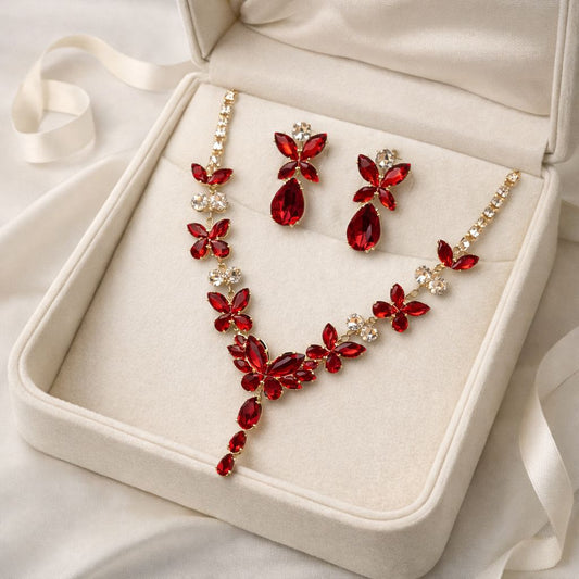 Premium Zircon Necklace-11 (Maroon)