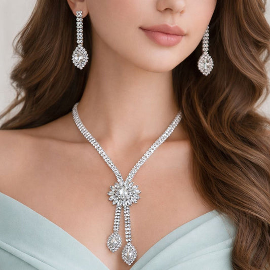 Premium Zircon Necklace-05 (Silver)