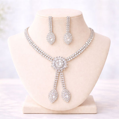 Premium Zircon Necklace-05 (Silver)