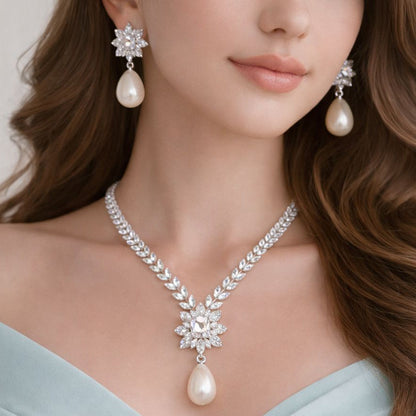 Premium Zircon Necklace-04 (Silver)