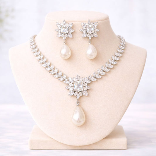 Premium Zircon Necklace-04 (Silver)