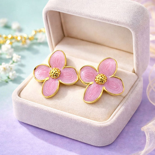 Meena Flower Earring-01 (Pink)