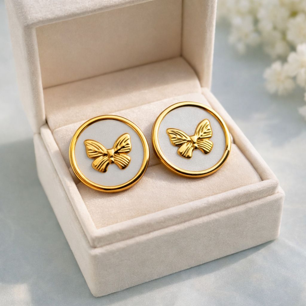 Meena Fancy Studs-205 (White) (Butterfly)